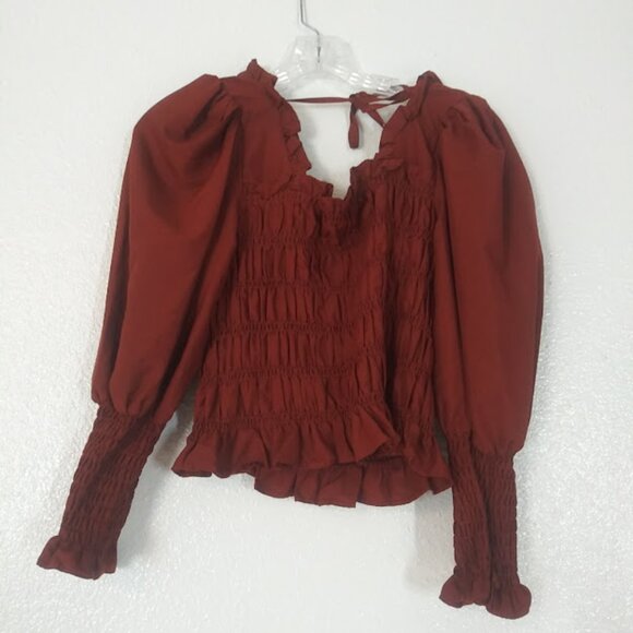 Milk & Honey women's size M rust colored long sleeve blouse - Picture 4 of 14